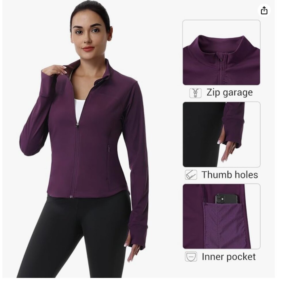 NWT Anivivo Workout Jacket Lightweight Zip with pockets XL (or L) yoga running